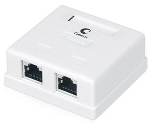 Розетка компьютерная Cabeus RJ-45(8P8C) WS-8P8C-Cat.5e-SH-2 категория 5e, экранированная, двойная, внешняя, Dual IDC