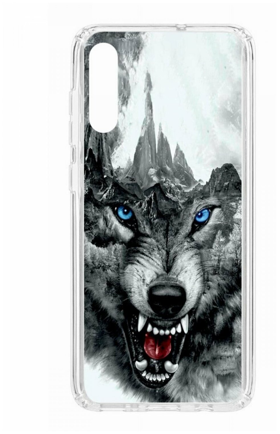 Чехол для Samsung Galaxy A70 2019 Kruche Print Волк, противоударная пластиковая накладка с рисунком, силиконовый бампер с защитой камеры, кейс с принтом