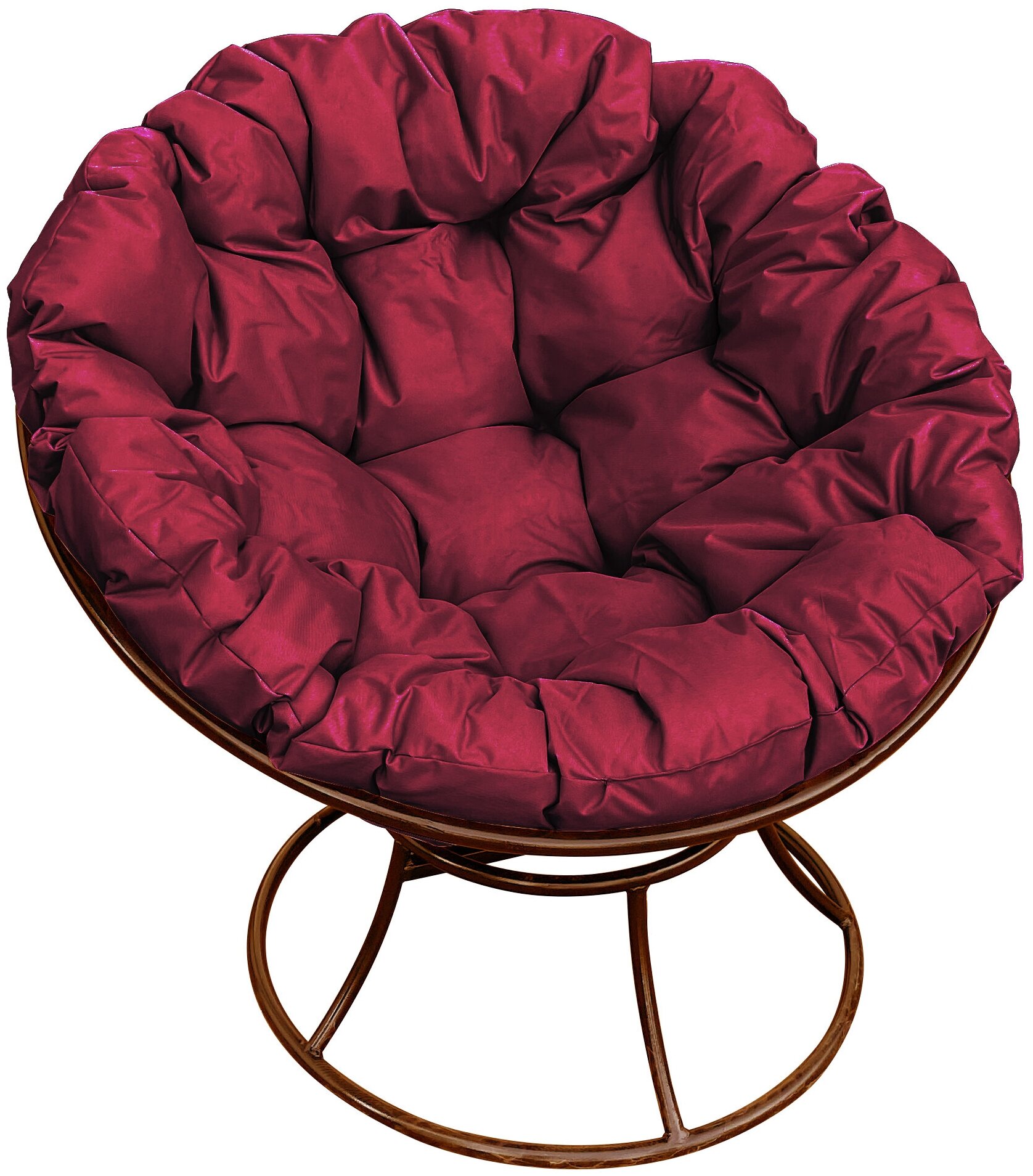 Кресло m-group папасан коричневое, бордовая подушка - фотография № 2