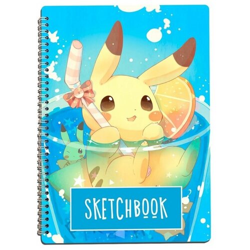 Скетчбук A4 50 листов с деревянной обложкой аниме Покемоны - 3085