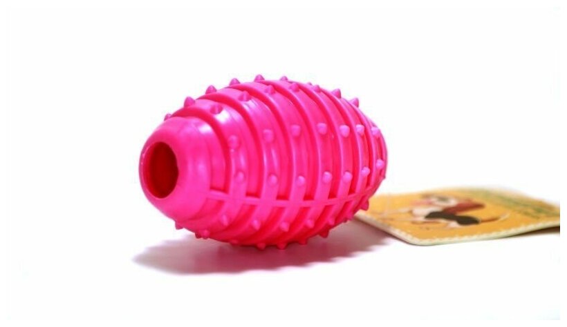 HOMEPET TPR 9,7 см игрушка для собак мяч регби с колокольчиком - фотография № 2