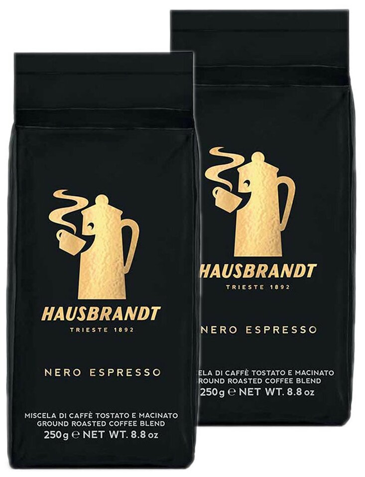 Кофе молотый Hausbrandt Nero Espresso (Неро Эспрессо), в/у, 2x250г - фотография № 1