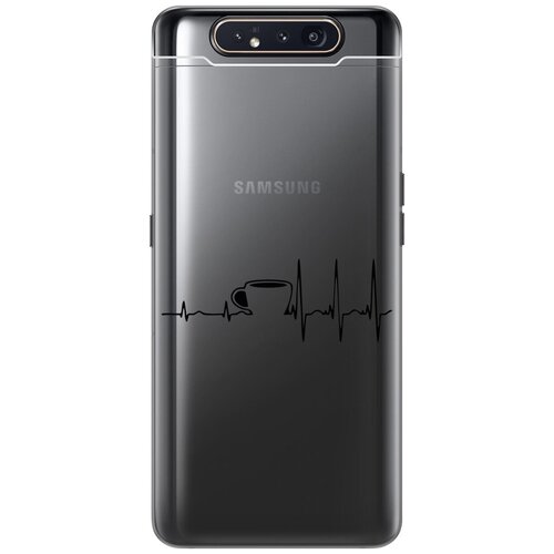 Силиконовый чехол с принтом Coffee Cardiogram для Samsung Galaxy A80 / A90 / Самсунг А80 / А90 силиконовый чехол бело синие капли на samsung galaxy a80 a90 самсунг а80 а90