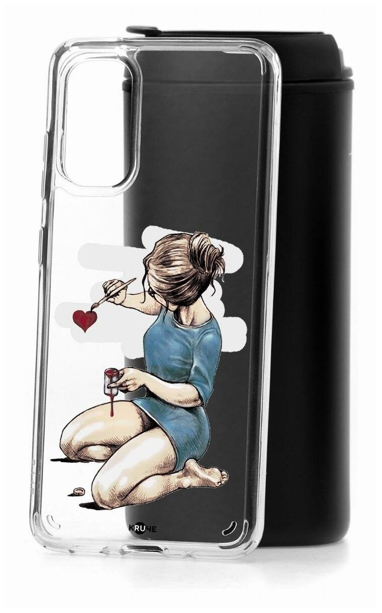 Чехол для Samsung Galaxy S20 Kruche Print Рисуя любовь, пластиковая накладка, силиконовый бампер с защитой камеры, защитный прозрачный кейс с рисунком