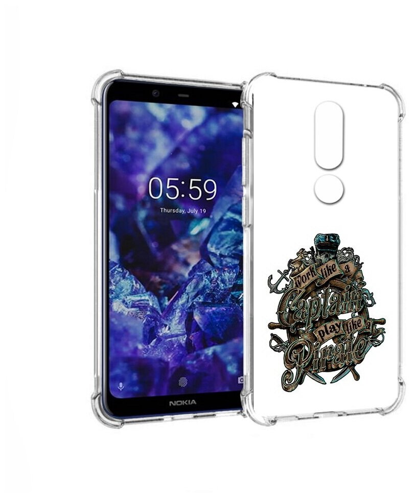 Чехол задняя-панель-накладка-бампер MyPads капитан пиратов для Nokia 5.1 Plus/Nokia X5 противоударный