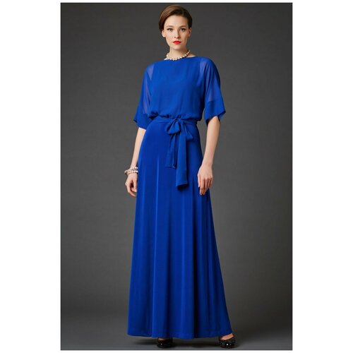 платье макси летнее с юбкой из шифона Платье Арт-Деко, размер 42, синий