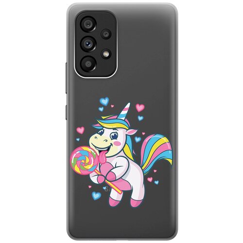 Силиконовый чехол с принтом Unicorn and candy для Samsung Galaxy A53 5G / Самсунг А53 5Г силиконовый чехол с принтом unicorn and candy для samsung galaxy m53 5g самсунг м53 5г