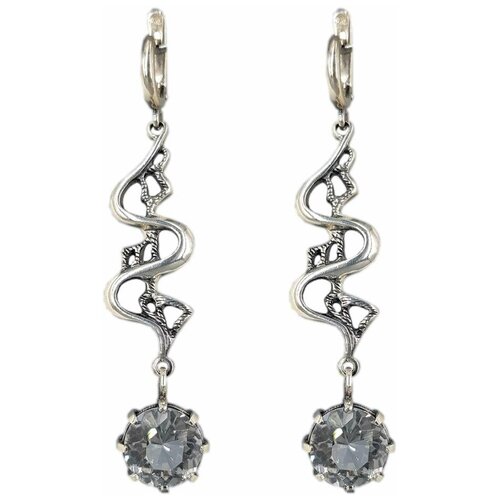 Серьги Яспис из серебра с горным хрусталём 