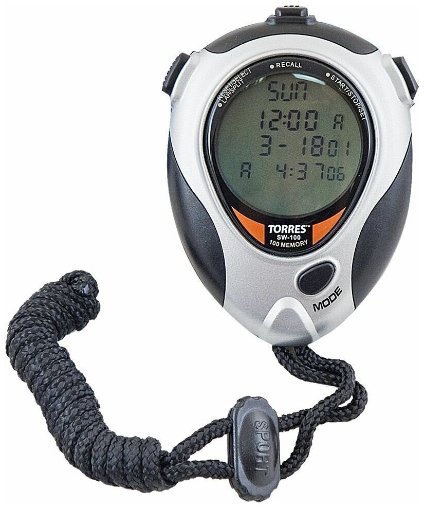 Секундомер TORRES Professional Stopwatch SW-80, серебристый, черный