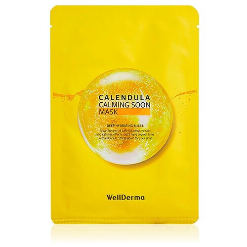 Wellderma Calendula Calming Soon Mask Успокаивающая маска для лица с календулой, 1 шт