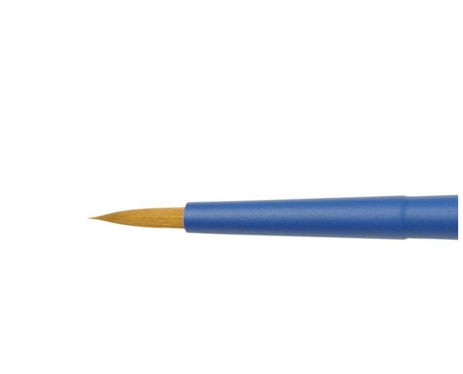 Кисть синтетика №4 круглая Roubloff "Aqua" ручка короткая синяя, покрытие обоймы soft-touch - фото №4