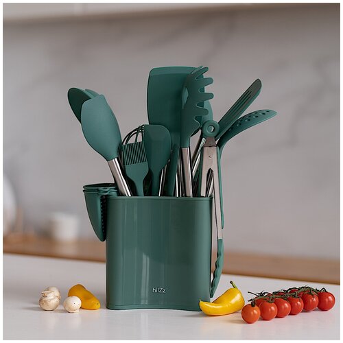 Набор кухонных принадлежностей hilZz из силикона и нержавеющей стали 18 предметов / Кухонные аксессуары / Подарочный набор