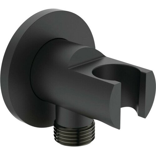 Шланговое подключение Ideal Standard Idealrain 1/2 с держателем душевой лейки, черный шелк (BC807XG) шланговое подключение для душа с держателем ideal standard bc807xg