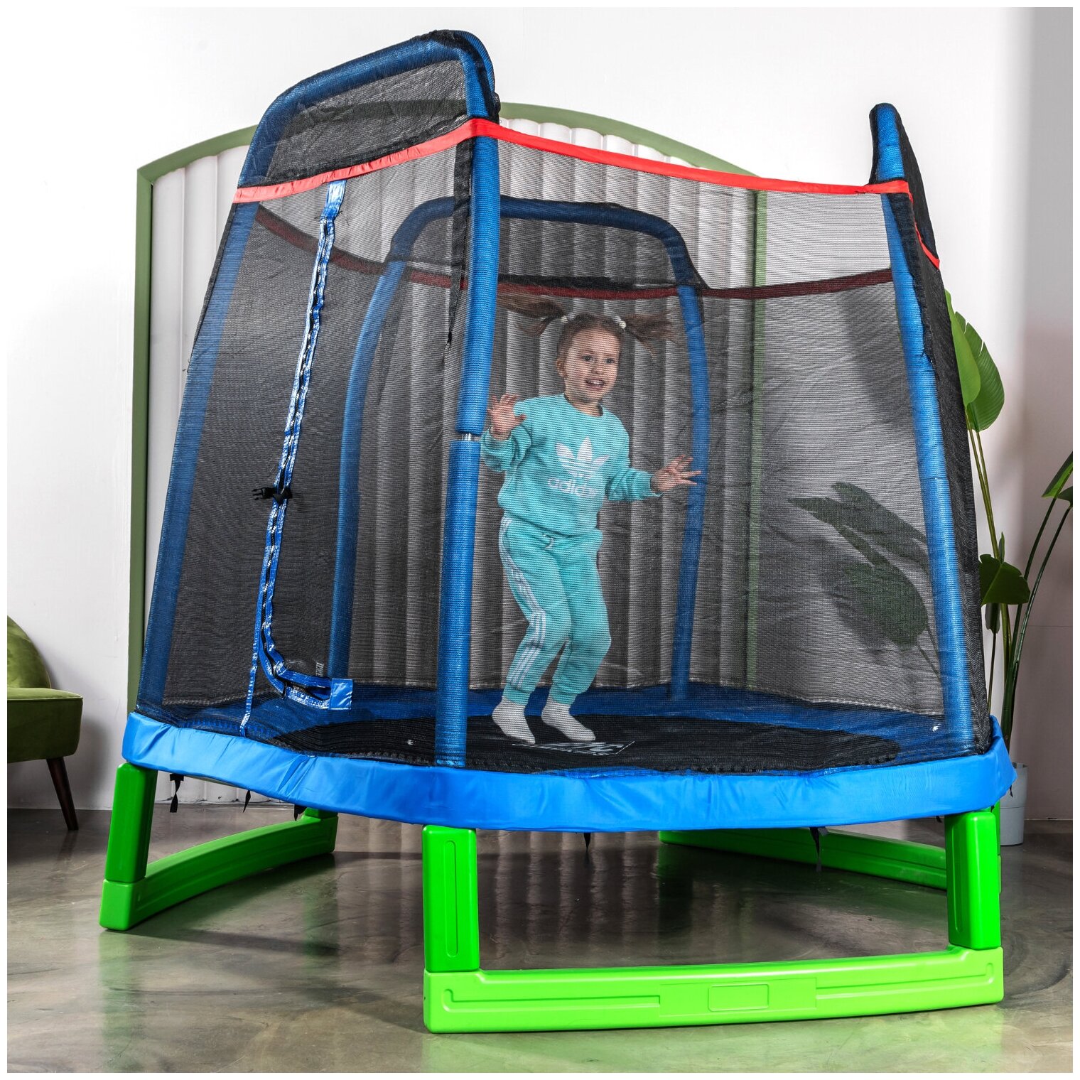 Батут DFC Jump Kids 7' синий, сетка 210см 7FT-JD-B