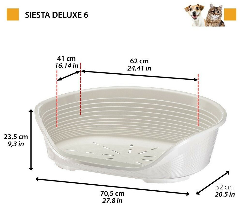 Лежак для собак Ferplast Siesta DeLuxe 6 пластик темно-серый 70х52х23см - фотография № 2