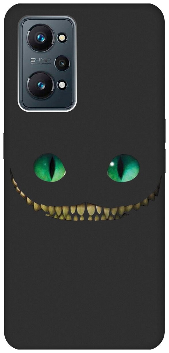 Матовый Soft Touch силиконовый чехол на Realme GT Neo 2 / Рилми ГТ Нео 2 с 3D принтом "Cheshire Cat" черный