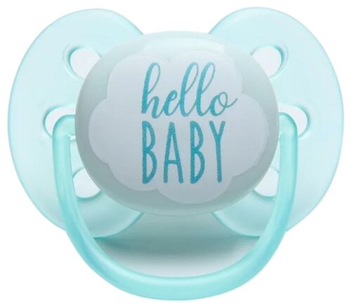 Пустышка силиконовая Philips AVENT ultra soft, Hello Baby, 0-6 м, 1 шт., голубой