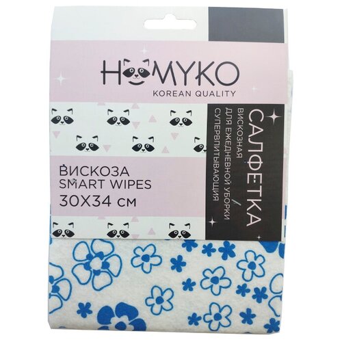 Салфетка для уборки HOMYKO Вискозная с принтом для ежедневной уборки 30*34 см 1 шт