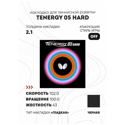 Накладка Butterfly Tenergy 05 Hard цвет черный, толщина 2.1