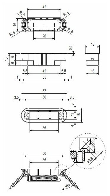 Ответная магнитная планка AGB (АГБ) Minimal никель для Mediana Polaris B02402.05.06 =B01402 - фотография № 2