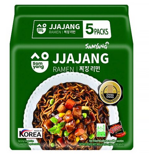 Лапша быстрого приготовления Samyang Jjajang острая со вкусом курицы в бобовом соусе (Корея), 80 г (5 шт)