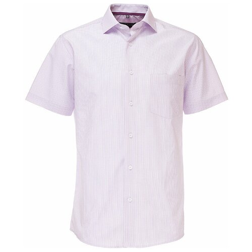фото Рубашка мужская короткий рукав greg 775/109/941/z/1, полуприталенный силуэт / regular fit, цвет сиреневый, рост 174-184, размер ворота 39