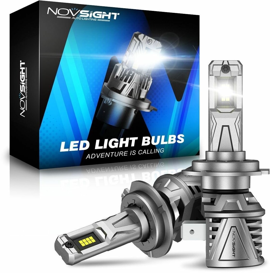 Светодиодная лампа Novsight N68 H7 цоколь PX26d 60Вт 2шт 6500К 15000Лм белый свет LED автомобильная