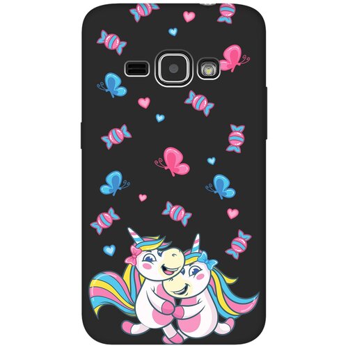 Матовый чехол Unicorns and Candies для Samsung Galaxy J1 (2016) / Самсунг Джей 1 2016 с 3D эффектом черный матовый чехол unicorns and candies для samsung galaxy j1 2016 самсунг джей 1 2016 с 3d эффектом черный