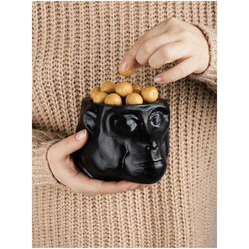 Кашпо Kubiki Обезьян чёрное