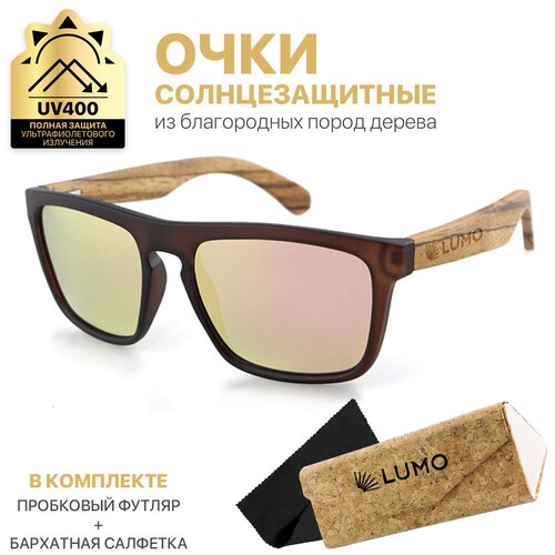 Солнцезащитные очки с дужками из экзотического дерева зебрано, Lumo LU1002BZ-7