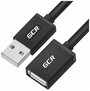 GCR Удлинитель 0.3m USB 2.0, AM/AF, черный, 28/28 AWG, экран, армированный, морозостойкий