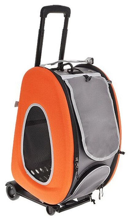 Ibbiyaya складная сумка-тележка 3 в 1 для собак до 8 кг (сумка, рюкзак, тележка) оранжевая - фотография № 16