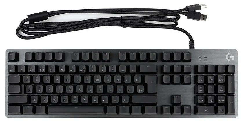 Клавиатура игровая Logitech G512 Carbon черная, механическая GX Brown Tactile, 104 клавиши, RGB подсветка, USB кабель 1,8м