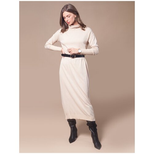 фото Платье вязаное женское vilatte d32.074 овсяный (размер 52, рост 170)