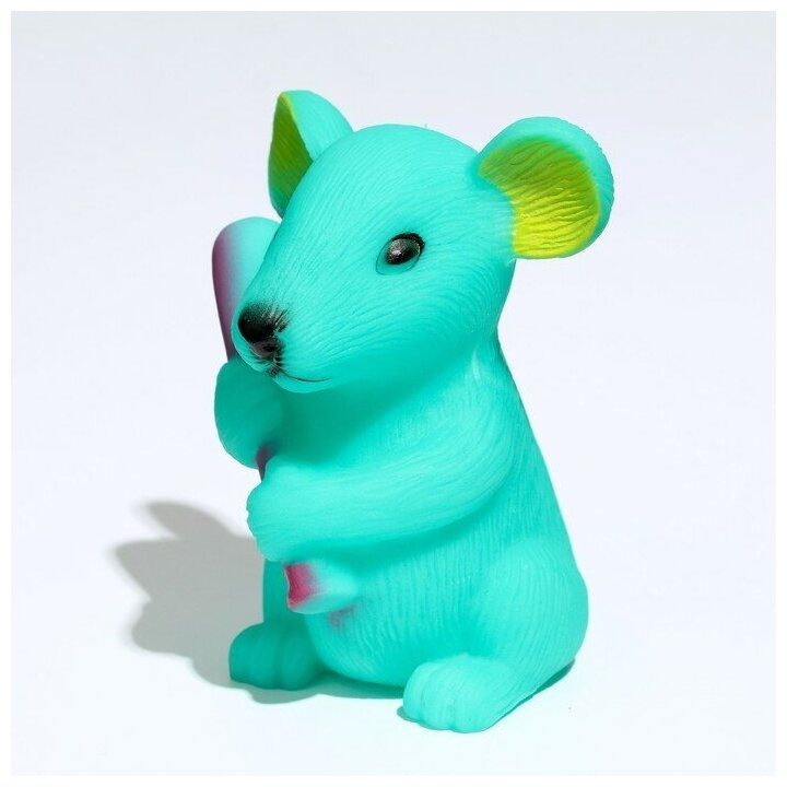 Игрушка для собак Пижон "Мышь", пищащая, 9 см, бирюзовая - фотография № 2