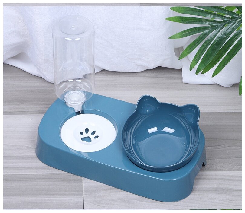 2 в 1 миски для собак и кошек с дозатором для воды, автоматическая подача воды для домашних животных 0-15, обезжиривающие миски для кошек - фотография № 5