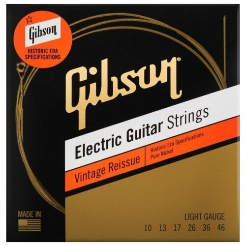 Струны для электрогитары, .010-.046 - GIBSON SEG-HVR10 VINTAGE REISSUE ELECTIC GUITAR STRINGS, LIGHT GAUGE