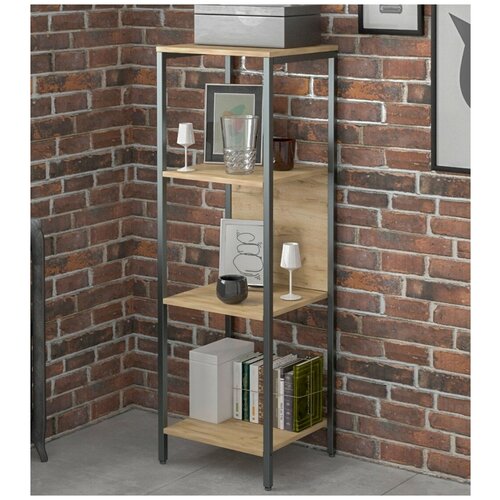 Стеллаж SKANDIWOOD Chicago в стиле лофт 35x35x120 см, коричневый / черный