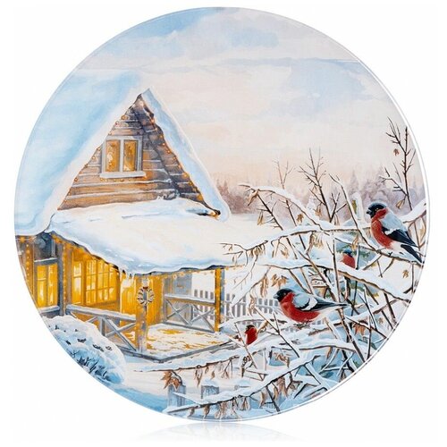 Блюдо сервировочное Снегири, 24см