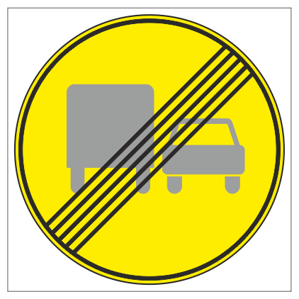 Дорожный знак 3.23 "Конец зоны запрещения обгона грузовым автомобилям" , типоразмер 3 (D700) световозвращающая пленка класс Ia (круг) (временный)