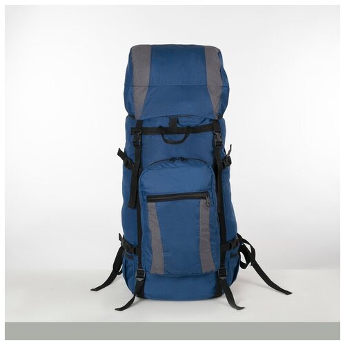 фото Рюкзак туристический, 70 л, отдел на шнурке, наружный карман, 2 боковые сетки, цвет синий/серый taif