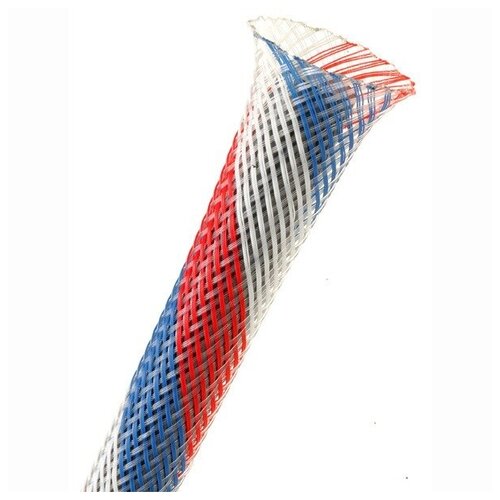 защитная кабельная оплетка rich pro pt4 x nylon skin black 12 7 27 9 mm 1 м Защитная кабельная оплетка Rich Pro PT2/PT Nylon Skin Red-White-Blue (3.2 - 10.9 mm), 1 м