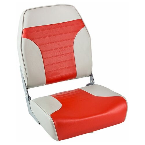 фото Кресло складное мягкое economy с высокой спинкой, цвет серый/красный для лодки / катера springfield
