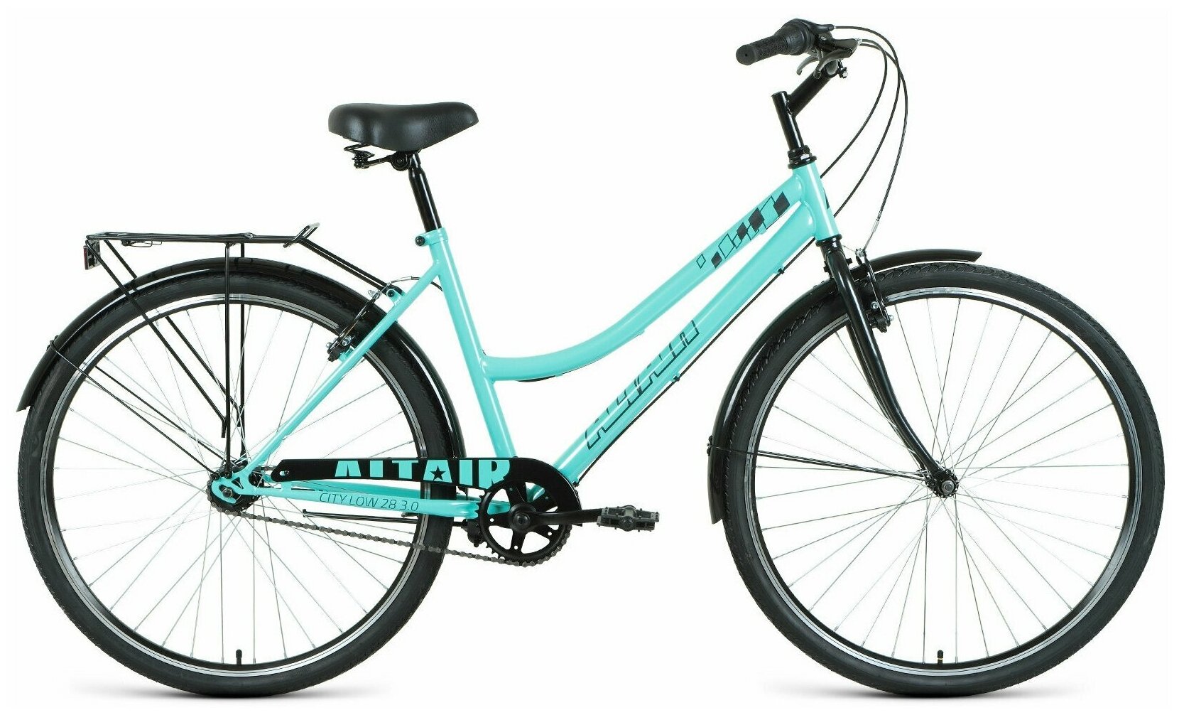 Велосипед ALTAIR CITY 28 low 3.0 (28" 3 ск. рост. 19") 2022, мятный/черный, RBK22AL28030
