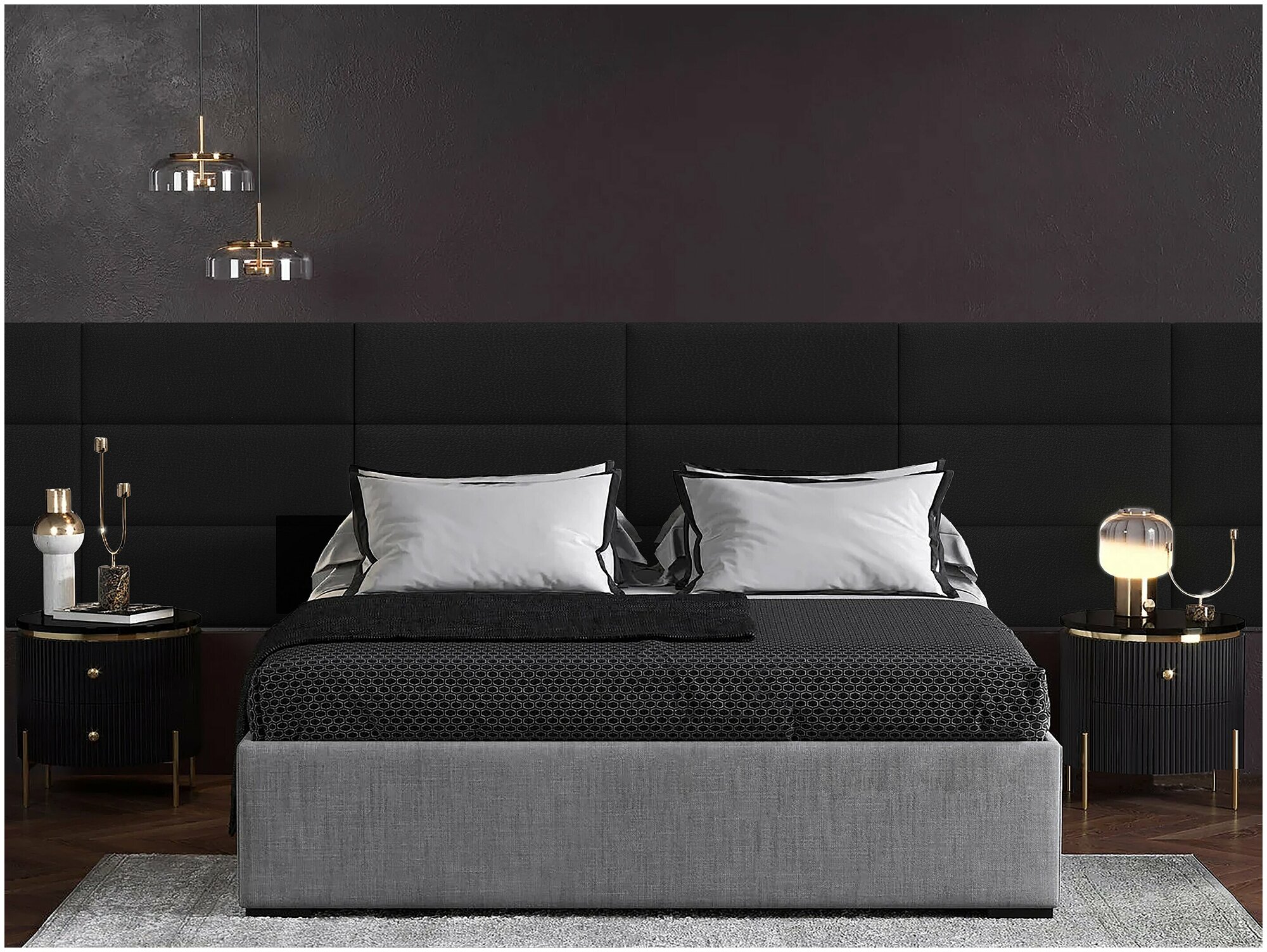 Панель кровати Eco Leather Black 30х80 см 1 шт.