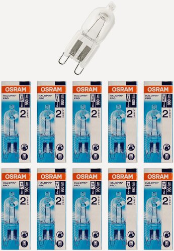 Изображение товара 10шт/уп. Лампа Галогенная Капсула 60Вт 220-240V G9 PIN 980Лм 2800К D-14mm L-51mm Диммируемая Германия Свет Теплый белый OSRAM, уп. 10шт
