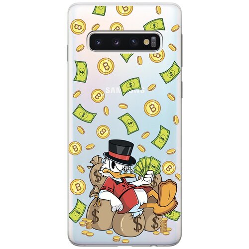 Силиконовый чехол с принтом Rich Scrooge для Samsung Galaxy S10 / Самсунг С10 силиконовый чехол с принтом rich scrooge для samsung galaxy a20s самсунг а20с