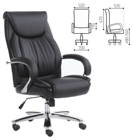 Кресло руководителя Brabix "Advance EX-575", хром, экокожа, черное
