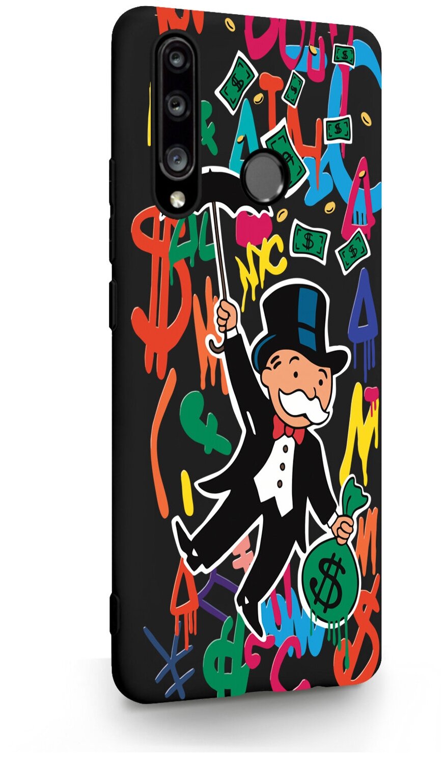 Черный силиконовый чехол для HONOR 10i Rich uncle PennyBags/Богатенький дядюшка толстосум для Хонор 10ай