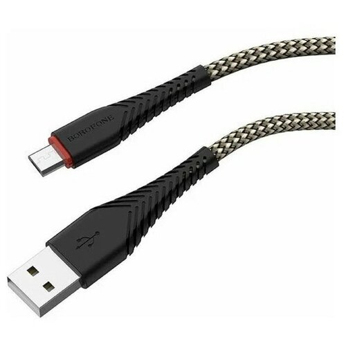 кабель borofone bx25 microusb usb 2 4 а 1 м нейлоновая оплётка чёрный Кабель USB-micro USB Borofone BX25 Optimal,1.0м черный